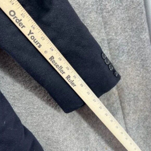 Saks Fifth Avenue Trench Coat Mens 42 Black Wool Classic Cashmere Vintage Jacket - Picture 10 of 10